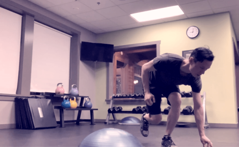 Knee ACL ligament Injury – One Leg Squat Reaches With Lateral Bosu Ball Hops